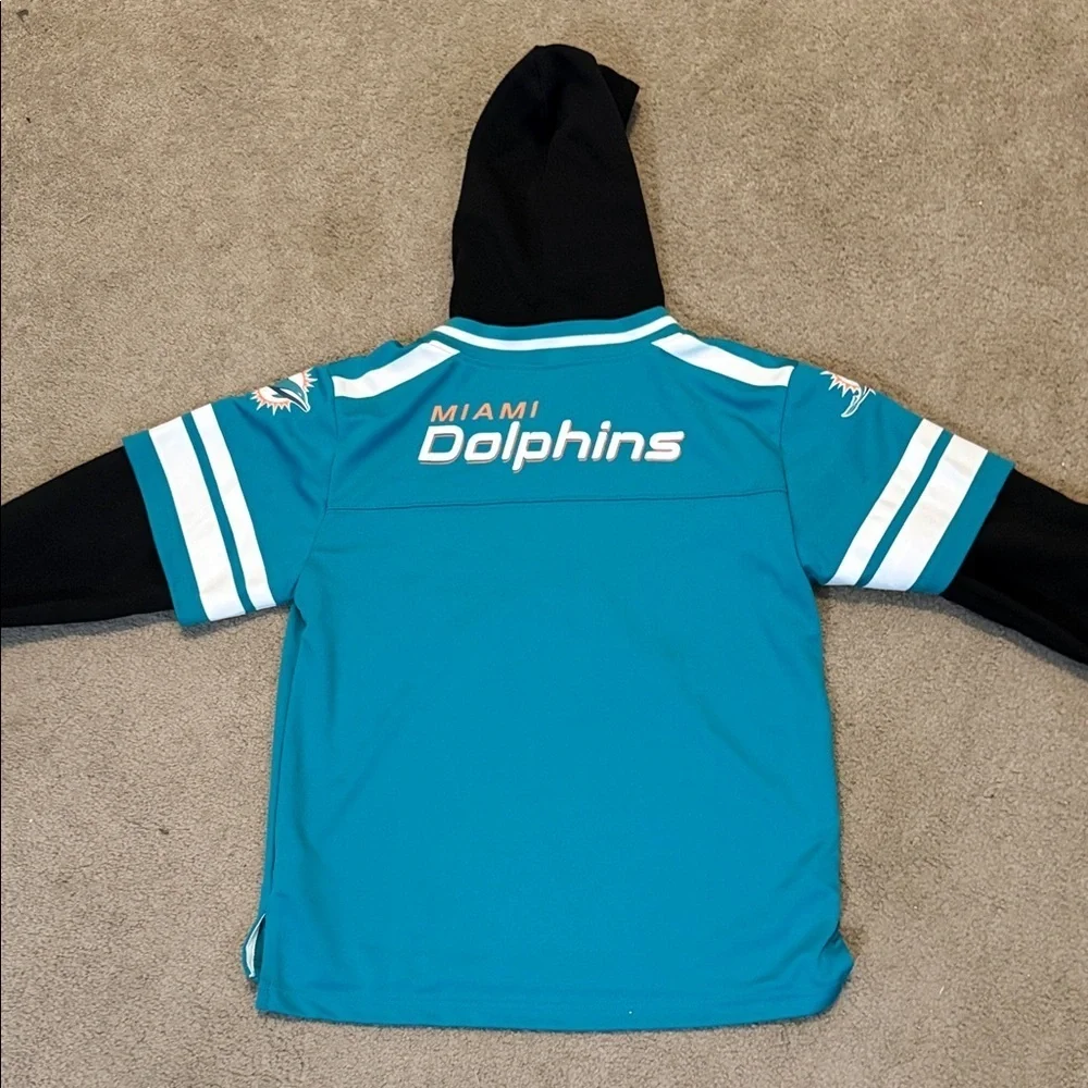 Kids Teal and Black Miami Dolphins Hoodie Jersey